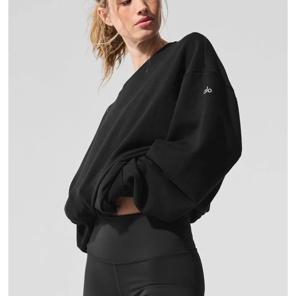 ALO Yoga Black Oversized Pullover Sweatshirt